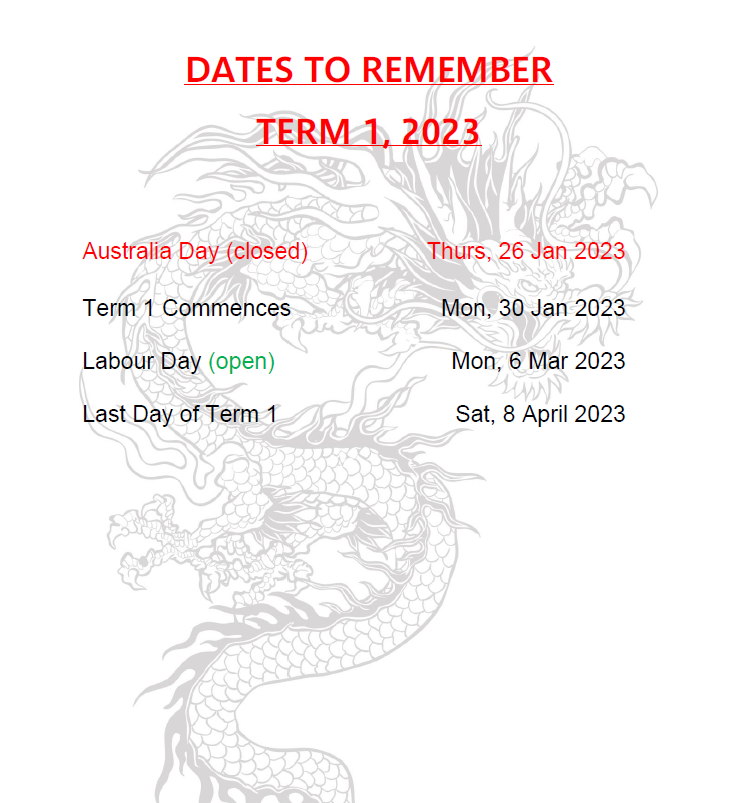 Term 1, 2023 - Dates to Remember